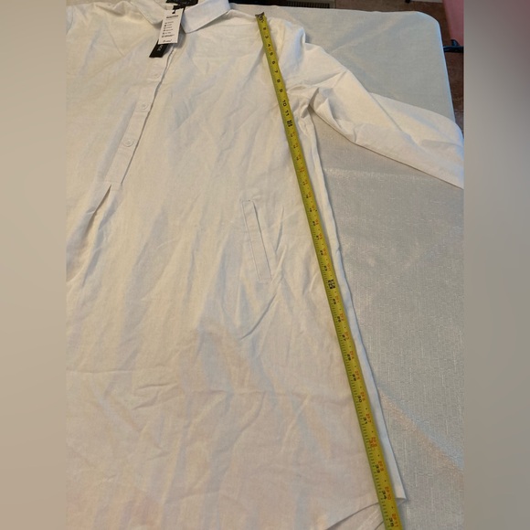 Off-White Linen Mini Shirt Dress - Picture 4 of 6